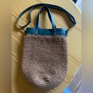 Green and Brown Woven Tote Bag